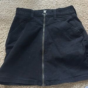 Black zip up mini skirt
